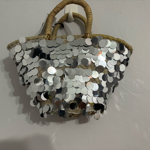 Mango Handbags - Mango Silver Sequin Tote Bag